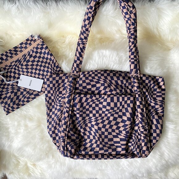BAGGU Bags Nwt Baggu Mini Cloud Bag Indigo Trippy Checker